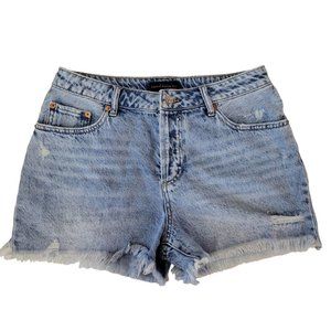 House of Harlow 1960 Denim Shorts Button Fly High Rise Cutoffs Distressed Sz 28